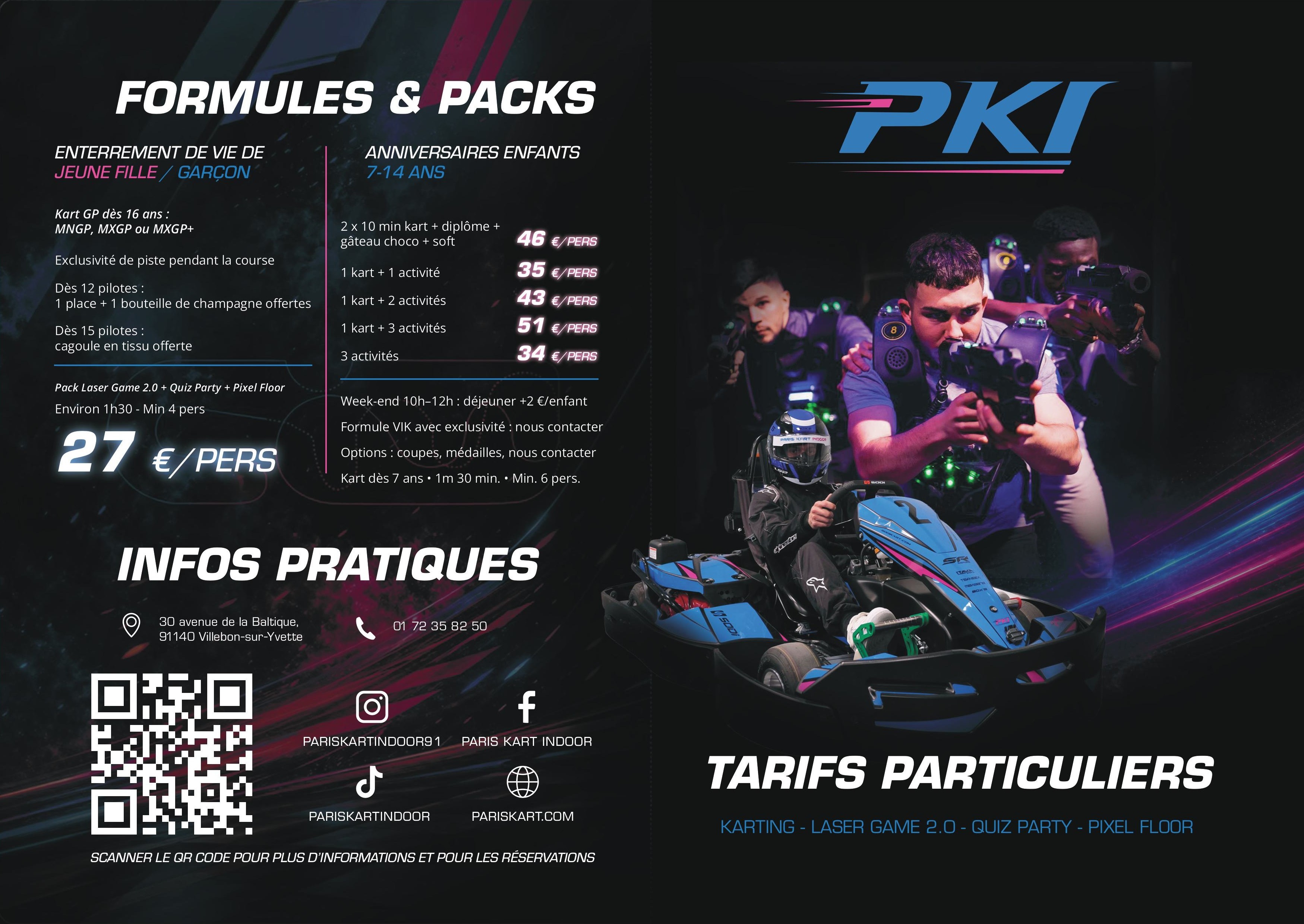 Tarifs Paris Kart Indoor — Formules & Packs